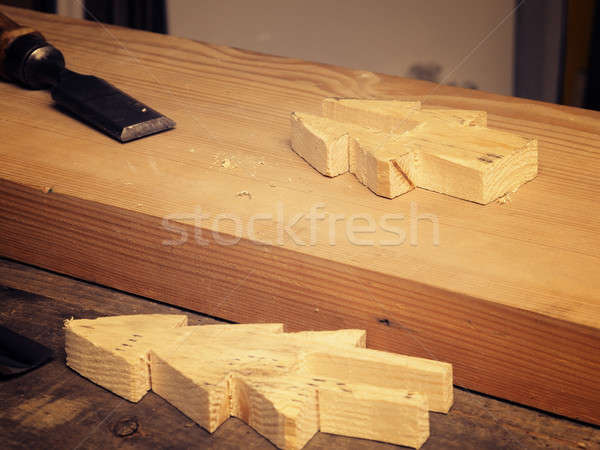 Wood working with a chisel Stock photo © andreasberheide