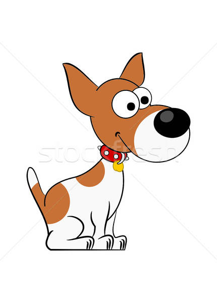 Desenho animado ilustração terrier bonitinho jack russell terrier branco Foto stock © andreasberheide