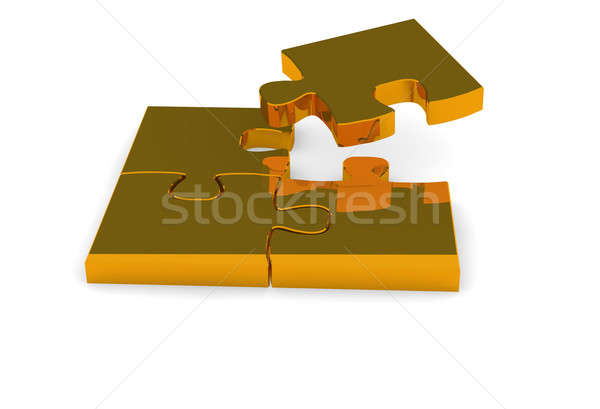 [[stock_photo]]: Or · puzzle · pièces · affaires · résumé · fond