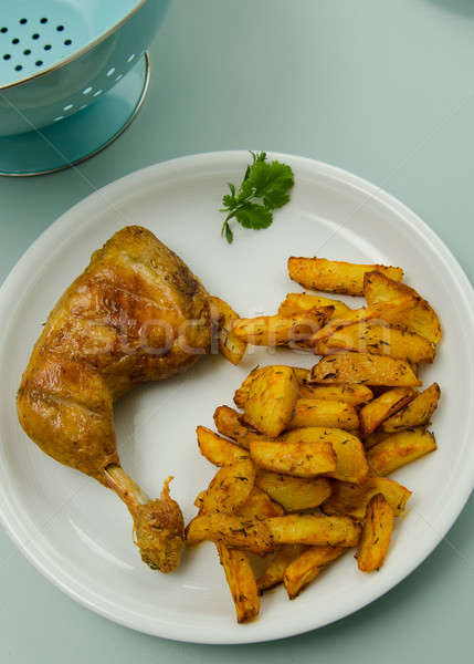 Pollo patate piccante piatto bianco Foto d'archivio © andreasberheide