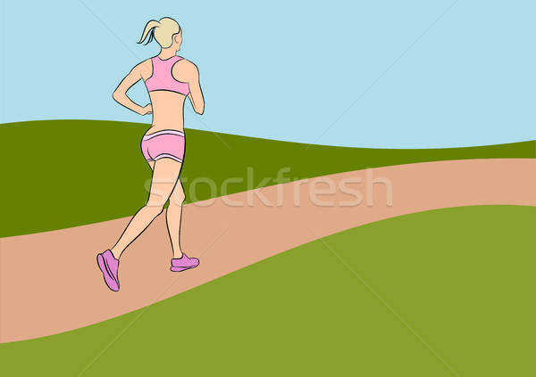 Illustratie lopen vrouw aantrekkelijk sport ontwerp Stockfoto © andreasberheide