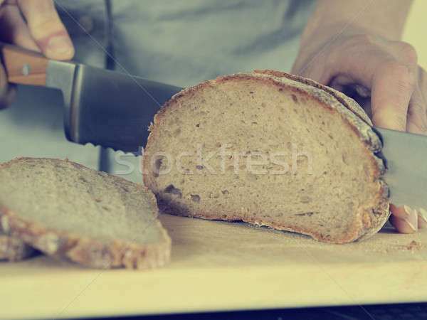 Cutting bread close up shot Stock photo © andreasberheide