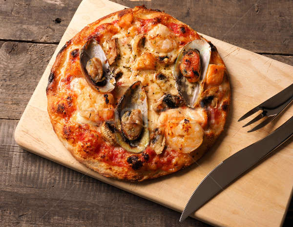 Stock photo: Pizza with mussels