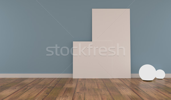 Stock photo: Two Mock up poster with wooden flloor