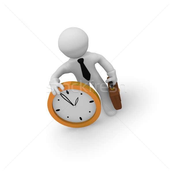 Mały biznesmen złoty zegar duży czasu Zdjęcia stock © andreasberheide