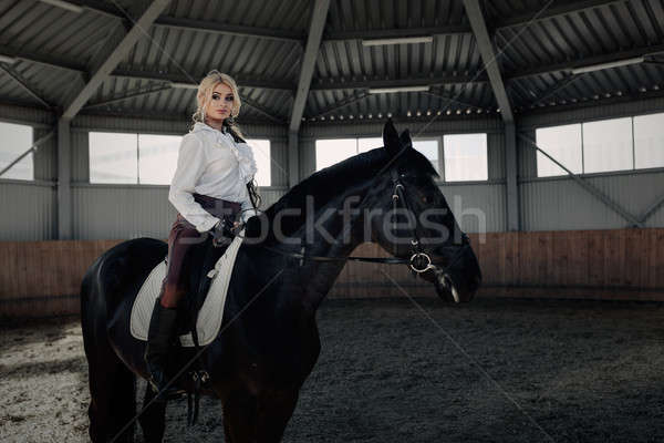 красивой элегантный молодые блондинка девушки черный Сток-фото © andreonegin