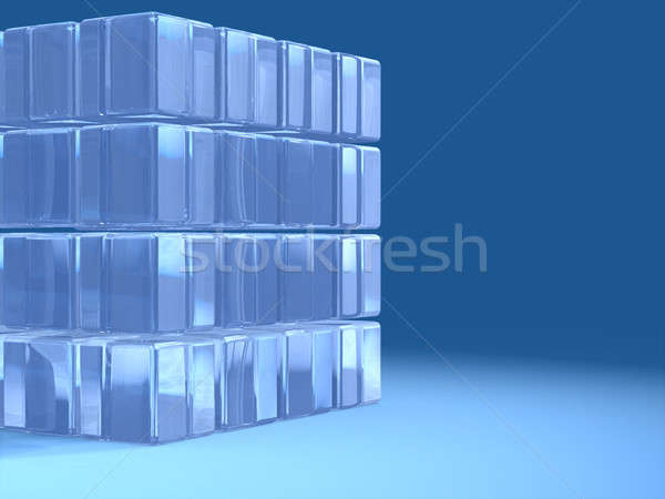 Gegevens kubus transparant glas Blauw tekst Stockfoto © Andreus