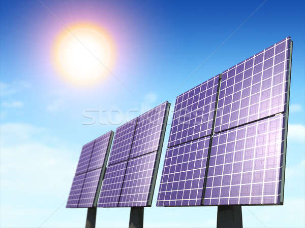 Energía solar alternativa energía paneles solares ilustración digital naturaleza Foto stock © Andreus