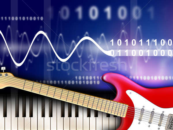 Foto stock: Digital · música · instrumentos · musicais · ilustração · digital · guitarra · teclado