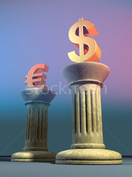 Dolar euro semboller iki sütunlar Stok fotoğraf © Andreus