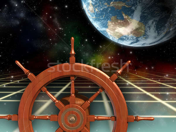 Exploratie schip wiel nieuwe digitale illustratie Stockfoto © Andreus