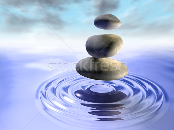 Stockfoto: Stenen · water · magisch · wateroppervlak · digitale · illustratie