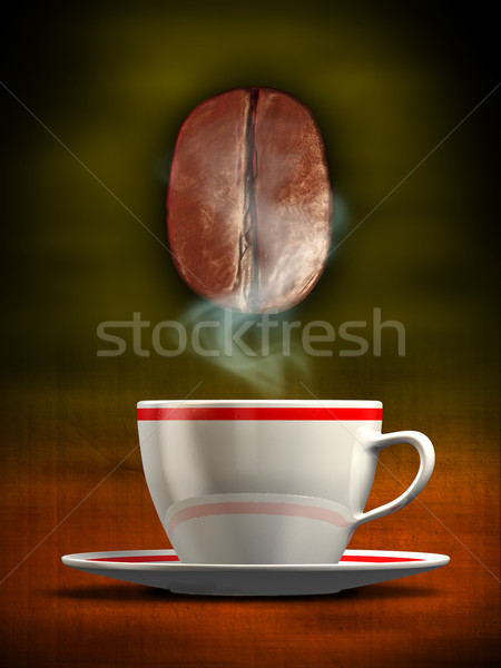 чашку кофе кофе боб горячей Цифровая иллюстрация Сток-фото © Andreus