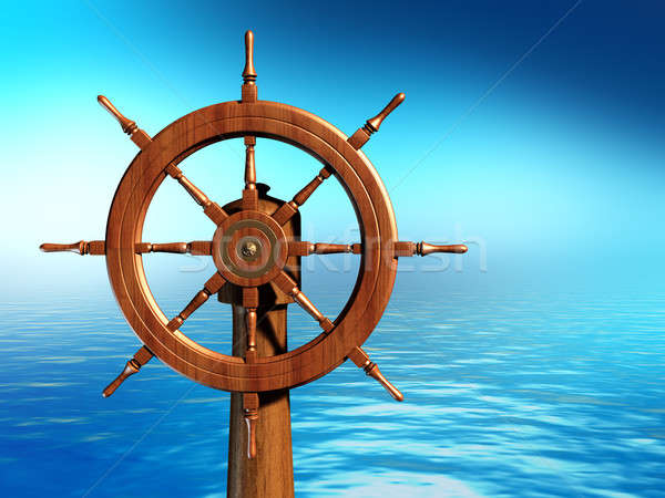 Сток-фото: судно · колесо · морем · Цифровая · иллюстрация · древесины · океана