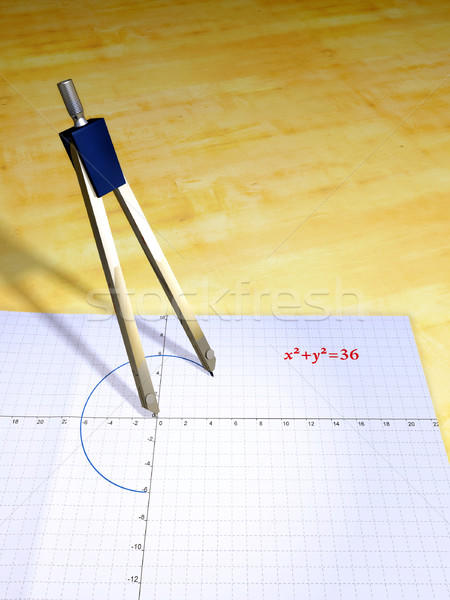 Kompass Gleichung Zeichnung Kreis Holz Stock foto © Andreus