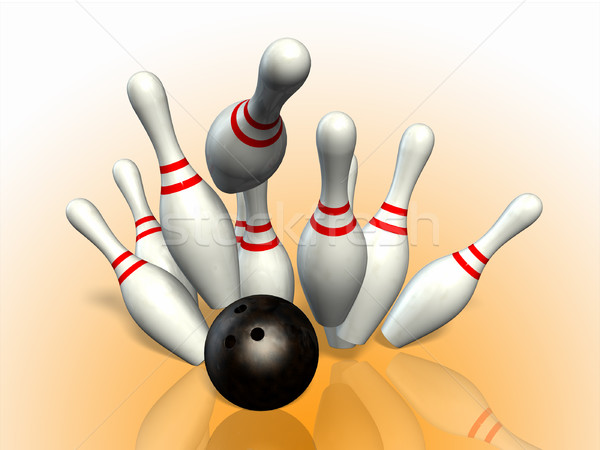 Sztrájk bowling golyó digitális illusztráció művészet narancs sebesség Stock fotó © Andreus