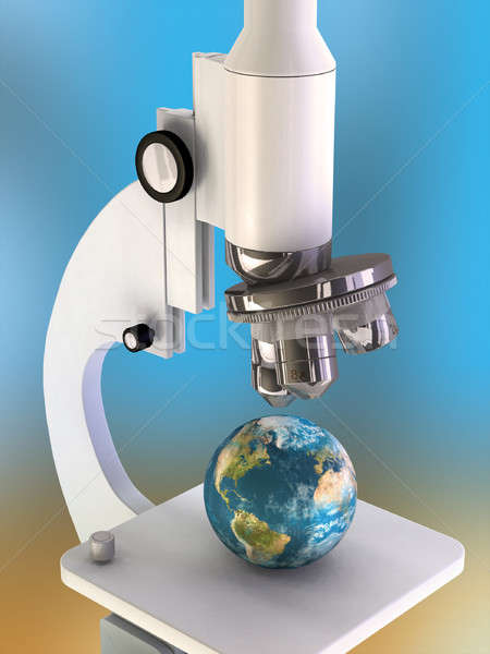 Aarde planeet microscoop lens digitale illustratie wereldbol Stockfoto © Andreus