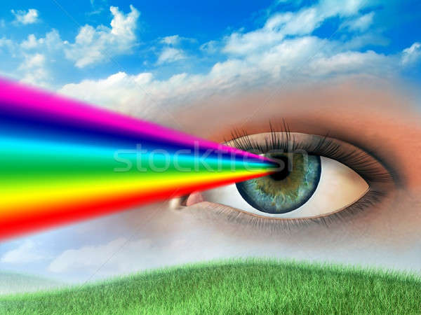Visión arco iris fuera ojo ilustración digital mujer Foto stock © Andreus