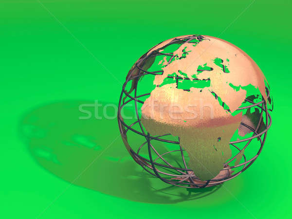 Aarde model metaal groene oppervlak digitale illustratie Stockfoto © Andreus