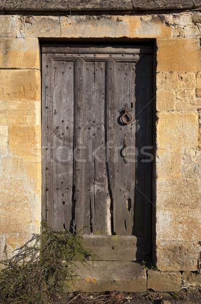 Oude deur houten ingesteld stenen muur tuin Stockfoto © andrewroland