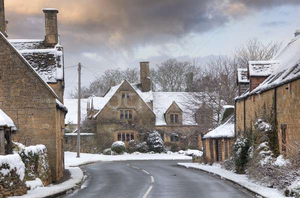 Cotswold village in snow Stock photo © andrewroland