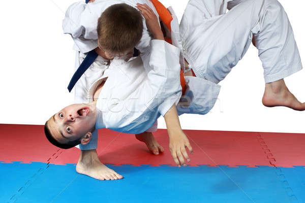 Nage-waza technique in performing sportsman with a blue belt Stock photo © Andreyfire