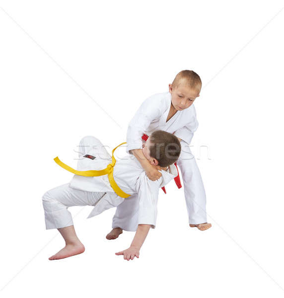 Judo atlet kırmızı kemer spor sağlık Stok fotoğraf © Andreyfire