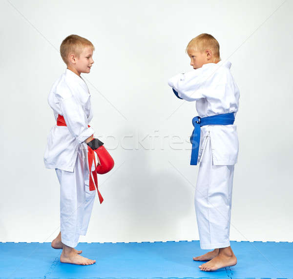 Athletes in karategi preparing for battle karate Stock photo © Andreyfire