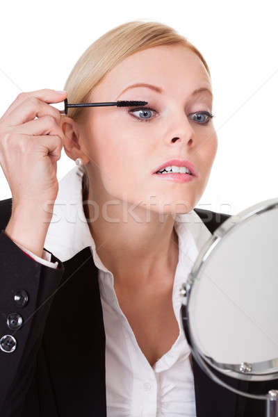 Stockfoto: Aantrekkelijk · zakenvrouw · mascara · geïsoleerd · witte