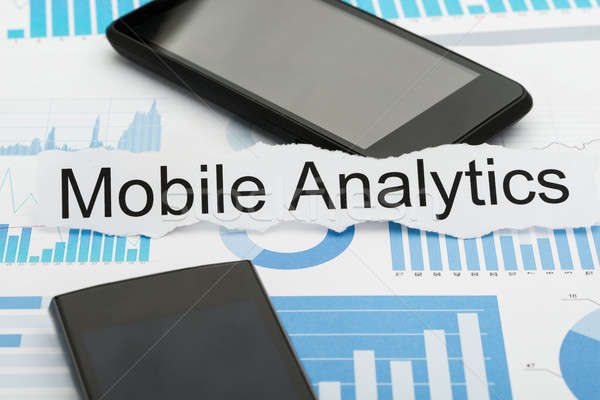 Mobiltelefon analitika szöveg papír szakadt papír grafikon Stock fotó © AndreyPopov