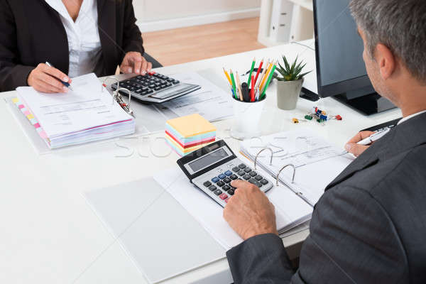 Two Businesspeople Calculating Financial Statement Stock photo © AndreyPopov