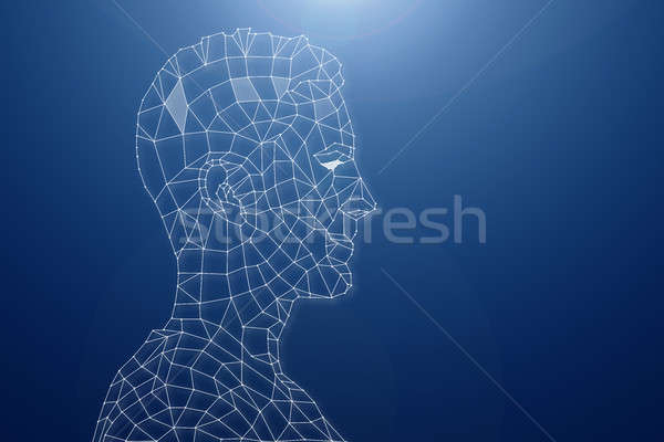 Digital Human Head On Blue Background Stock photo © AndreyPopov