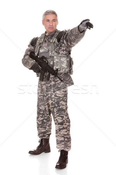 Mature Soldier Holding Rifle Stock photo © AndreyPopov