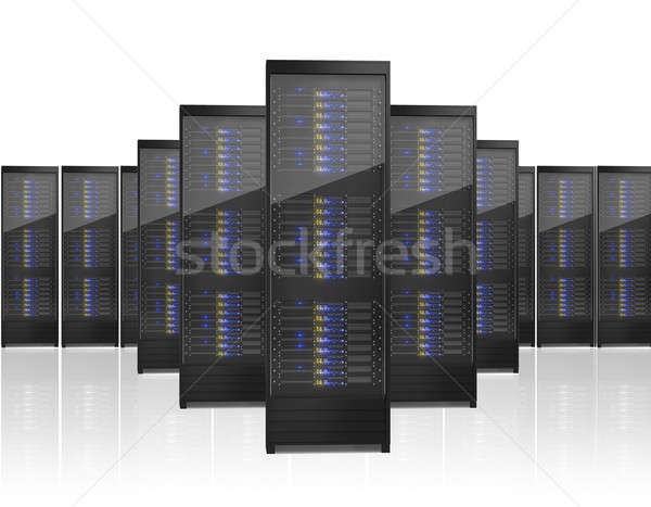 Foto stock: Imagen · muchos · servidor · aislado · blanco · ordenador