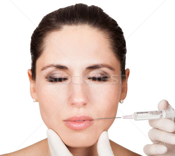 Stockfoto: Gezicht · injectie · vrouw · mooie · vrouwelijke · arts