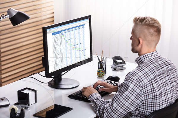 Businessman Working On Gantt Chart Stock photo © AndreyPopov
