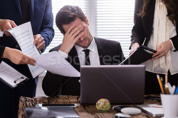 Foto stock: Empresário · sessão · escritório · trabalhar · laptop