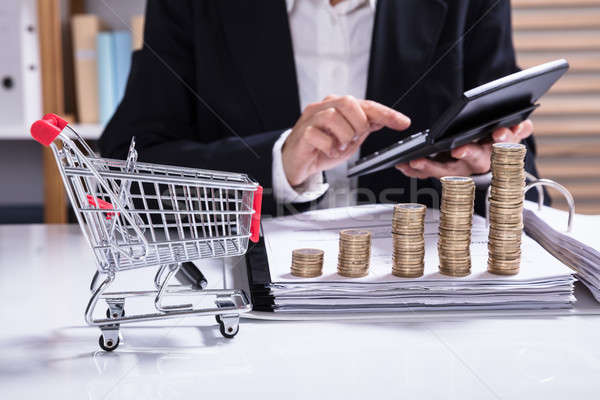 Stack Of Increasing Coins And Shopping Cart Stock photo © AndreyPopov