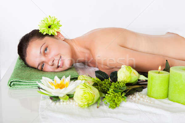 Spa schönen entspannenden Blume Lächeln Stock foto © AndreyPopov