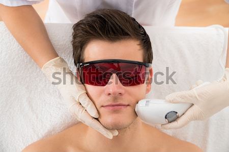 Stockfoto: Vrouw · laser · haren · verwijdering · behandeling · gezicht