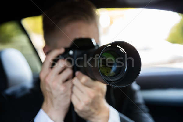 Stock photo: Man Photographing With SLR Camera