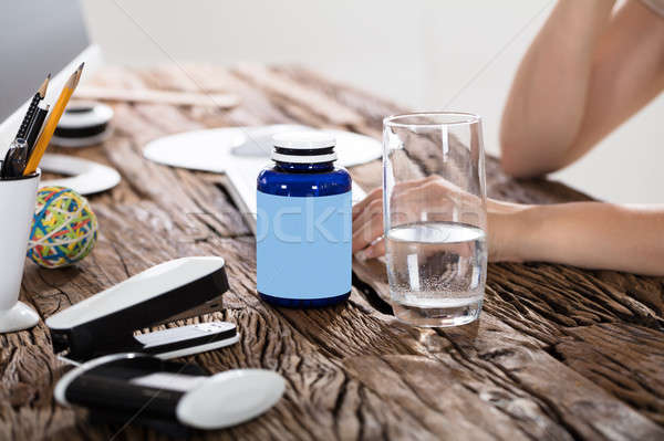 Glass Of Water With Pills Bottle Stock photo © AndreyPopov