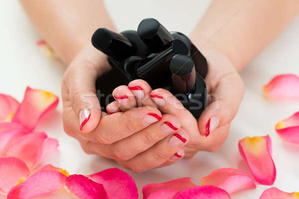 Stockfoto: Vrouw · handen · nagel · vernis · flessen