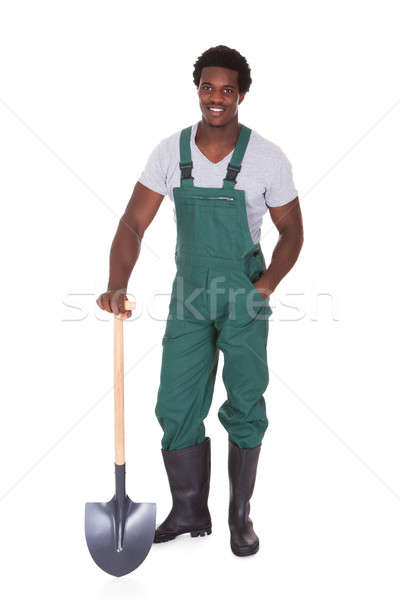 садовник лопатой счастливым мужчины белый Сток-фото © AndreyPopov