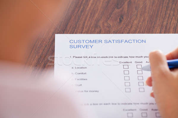 Hand Holding Pen Over Survey Form Stock photo © AndreyPopov