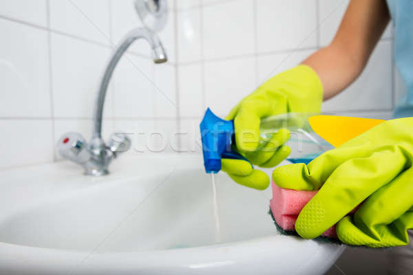 Person Hand Applying Detergent In The Basin Stock photo © AndreyPopov