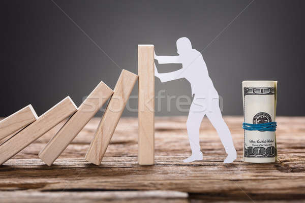 Papier homme bois domino blocs [[stock_photo]] © AndreyPopov