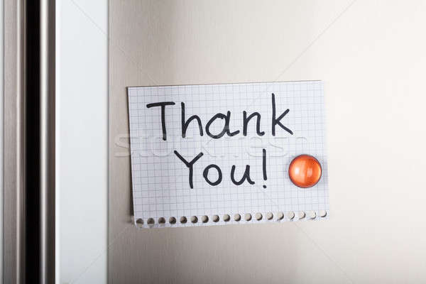 Thank You Note Attached With Orange Magnetic Thumbtack Stock photo © AndreyPopov