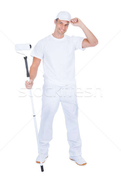 Stock photo: Painter Holding Paint Roller
