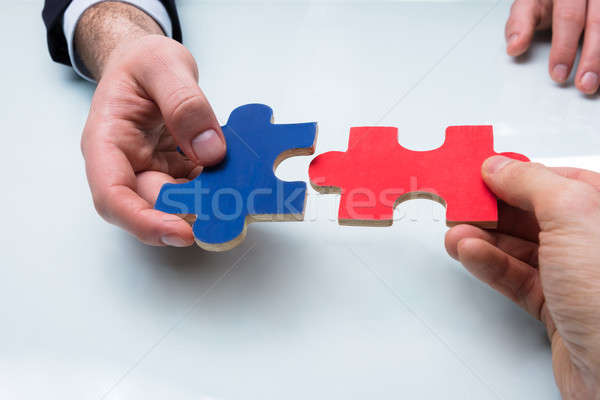 Two Businesspeople Holding Jigsaw Puzzle Stock photo © AndreyPopov